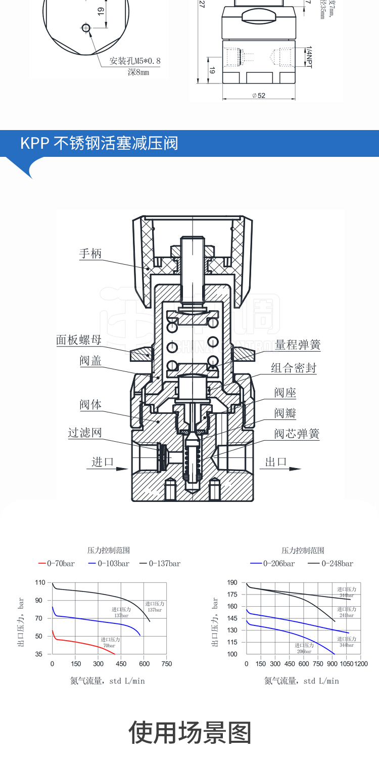 High pressure gas pressure reducing valve Stainless steel primary pressure regulating valve 25MPa Oxygen nitrogen hydrogen DN15 steel cylinder Pressure regulator