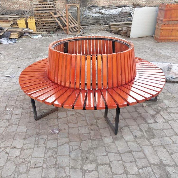 Outdoor curved tree chair, leisure circular chair, customized school scenic area engineering, plastic wood backless tree chair