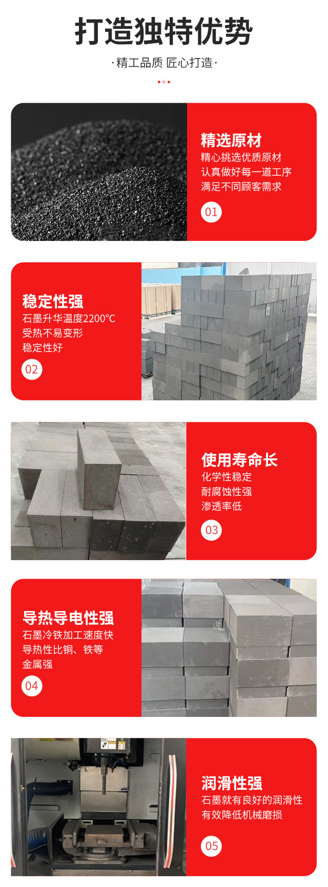 Xingfa Carbon Graphite Cold Iron High Purity Graphite Block Graphite Products with Customizable Shape for Corrosion Resistance