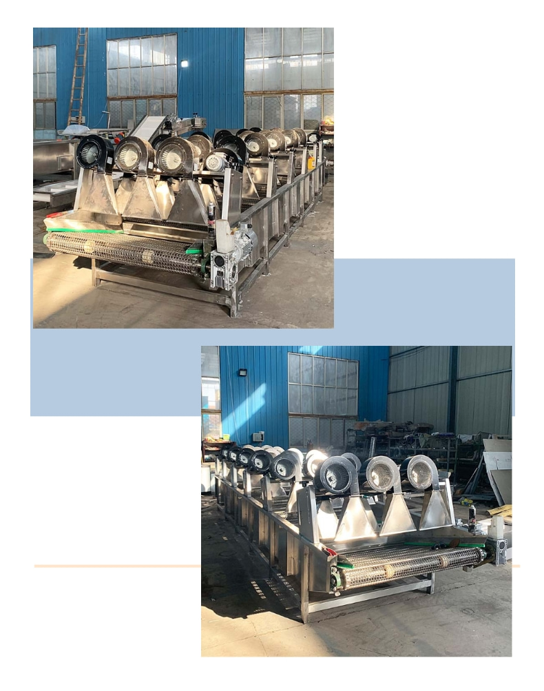 Fully automatic flipping air drying equipment, vegetable, melon and fruit cleaning and air drying machine, leisure food air drying assembly line