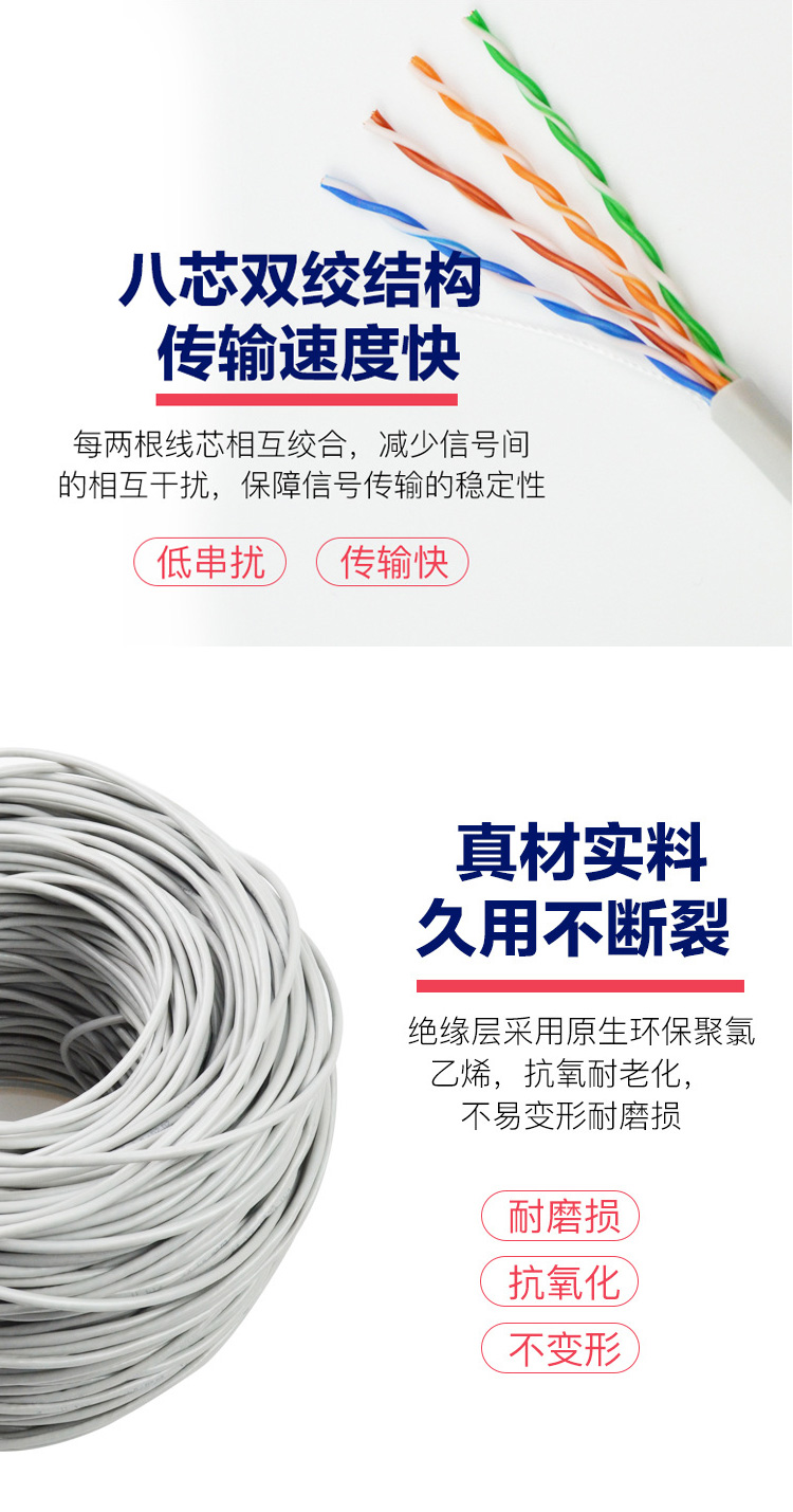 UTP-CAT5E Super Class 5 Indoor Network Cable PVC Sheath, Oxygen Free Copper Material