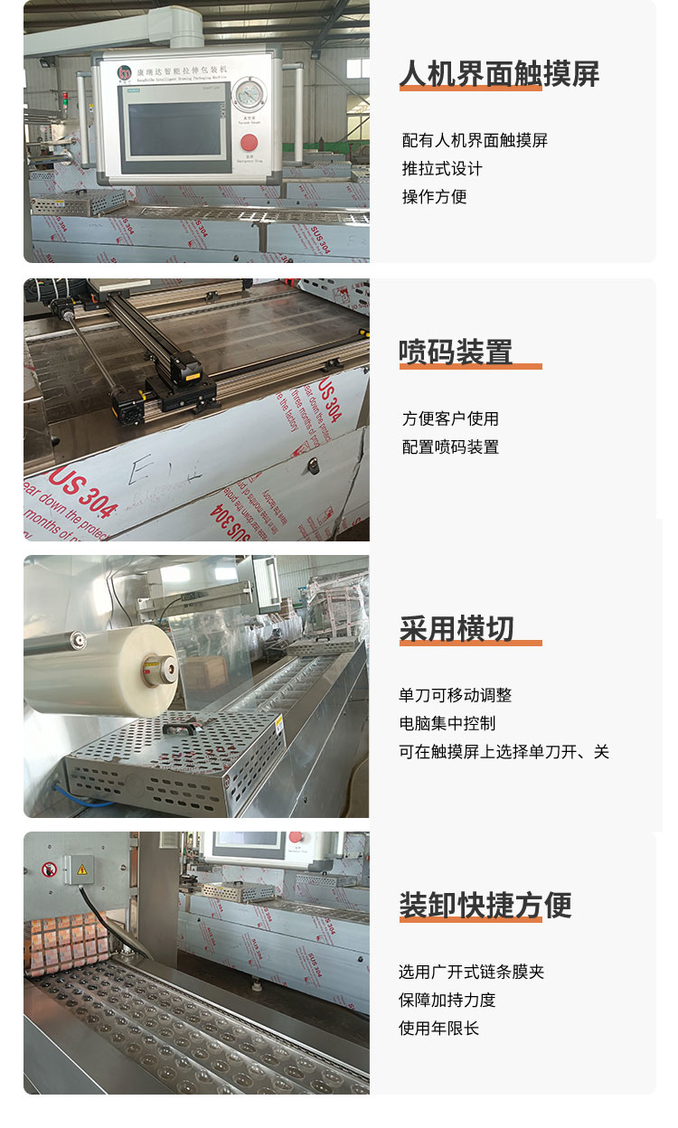 Kangruida DRZ-520 full-automatic continuous stretch film Vacuum packing machine steak Vacuum packing equipment