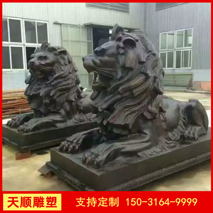 Copper Climbing Lion Cast Copper HSBC Lion Bronze Carved Animal Large European Western Bronze Lion Customized Tianshun