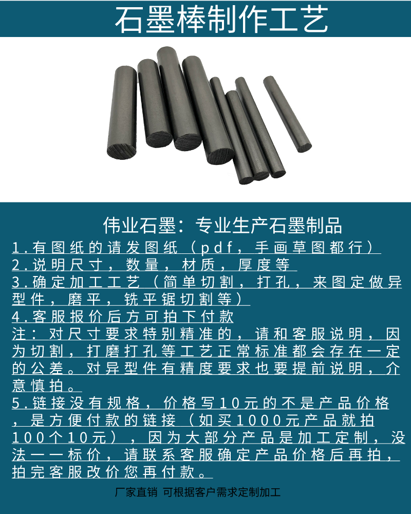 Customized corrosion-resistant and wear-resistant glass fiber graphite mold for hollow graphite rod guide graphite tube