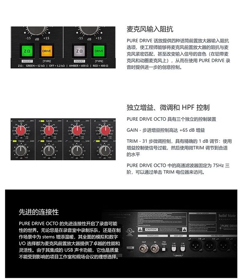 Pure Drive Octo 8 通道麦克风前置放大器插图2
