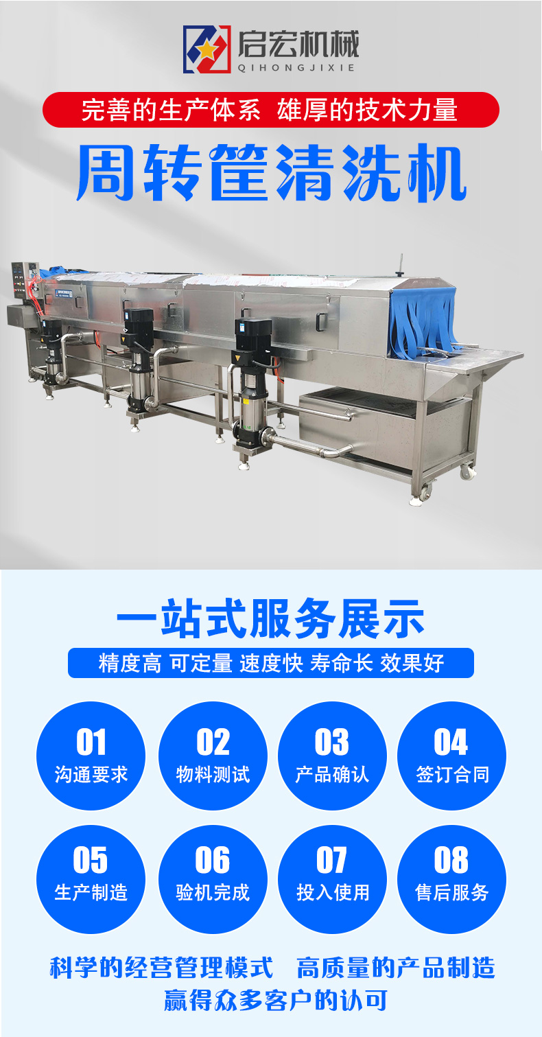 Qihong Stainless Steel Basket Washing Machine Multifunctional Basket Washing Equipment High Pressure Spray Tray Cleaning Machine