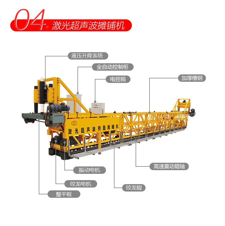 Bridge deck suspension leveling machine, road surface three roll axle small frame double-layer paving machine, laser ultrasonic paving machine