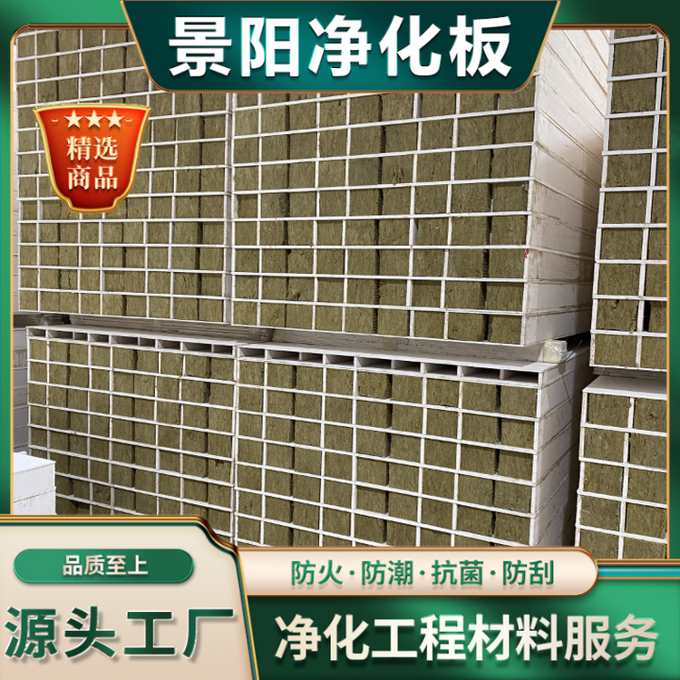 玻镁岩棉净化板加工定制 实验室无尘车间洁净板厂家 景阳