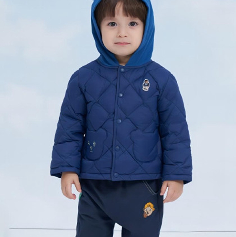 Children's clothing, girls' short down jacket, 2022 winter hooded, windproof, thickened, warm top jacket