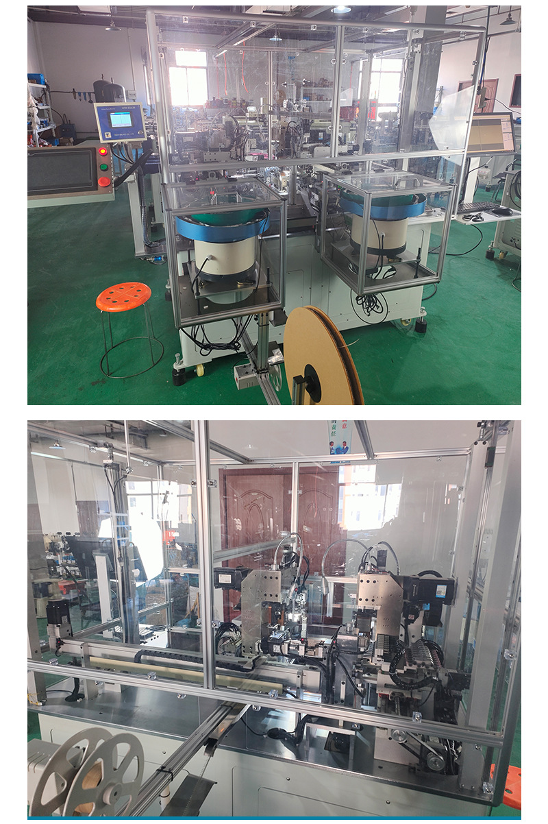 Full automatic double pressure double threading extended version rubber inserting shell machine, cut off and peel both ends of wires, detect pressure end Stress management