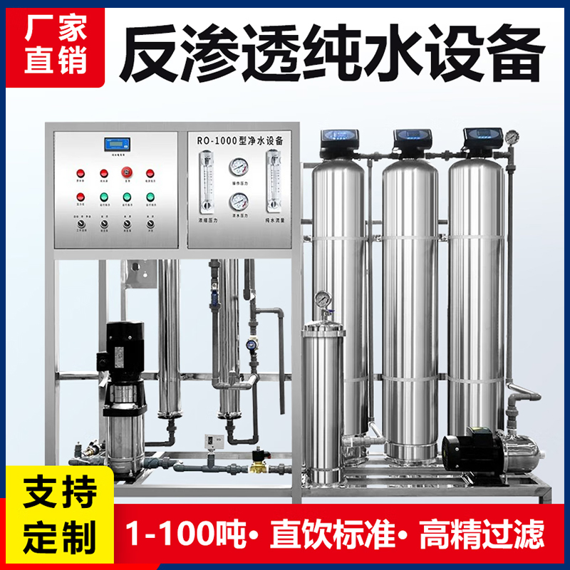 大型不锈钢ro双级反渗透水处理设备 工业净水纯水设备