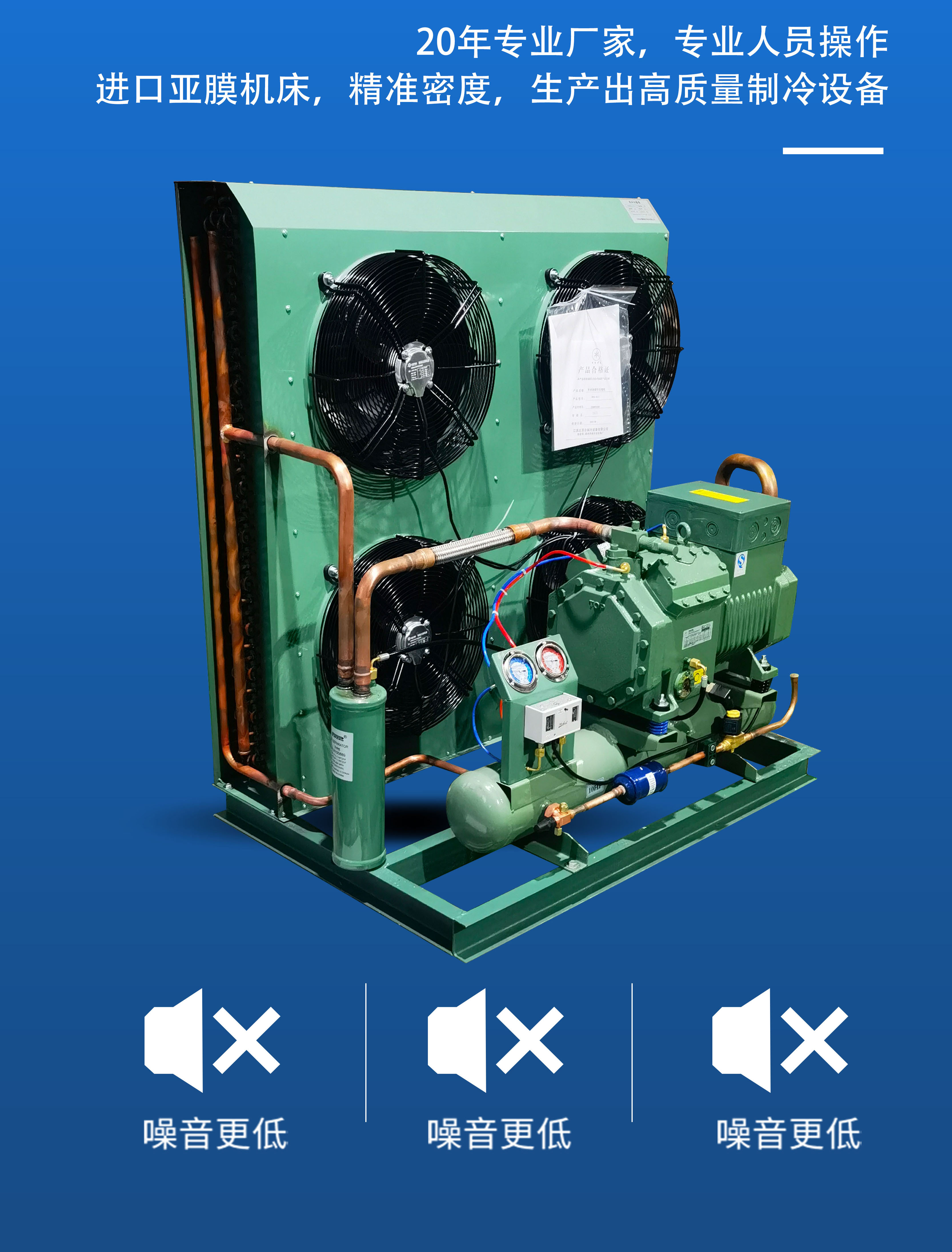 Bizel Cold Storage Refrigeration Compressor Unit Low Temperature Semi enclosed Piston Air Cooling Unit