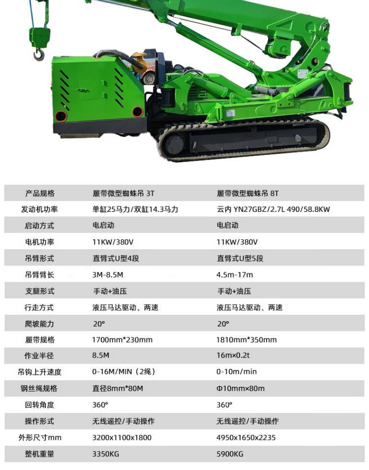 5 ton crawler crane, crawler type spider crane, self-propelled micro folding crane