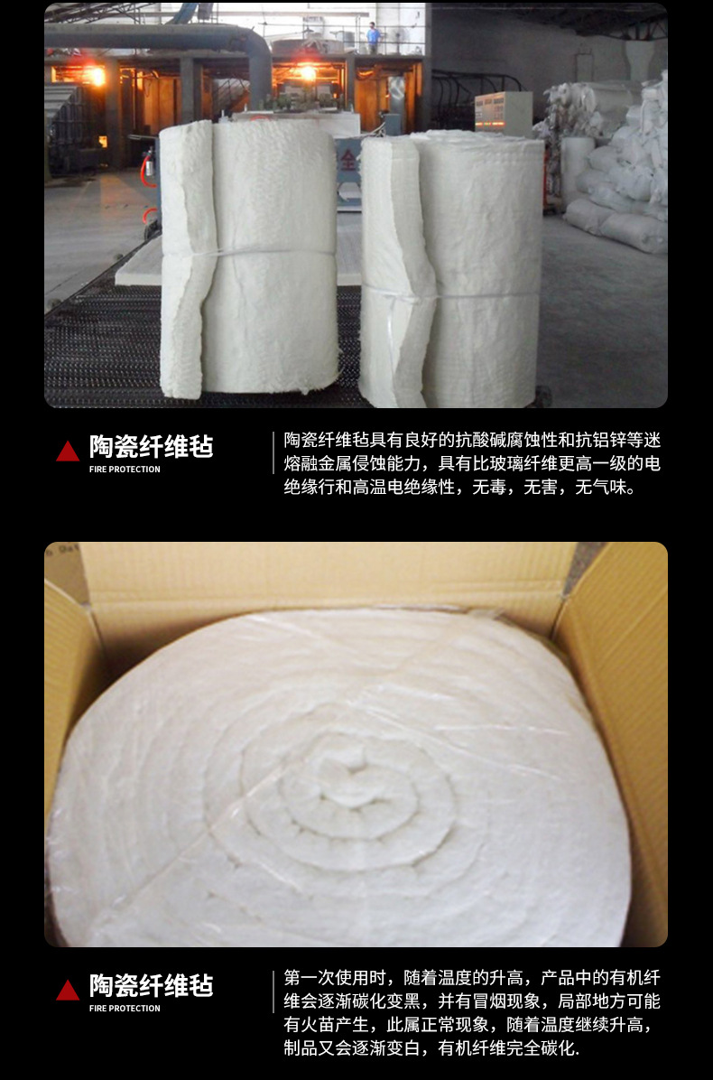 Shengzhong Thermal Insulation Material Aluminum Silicate Fiber Felt 1260 ° C Fireproof Ceramic Fiber Needled Blanket for Power Plants