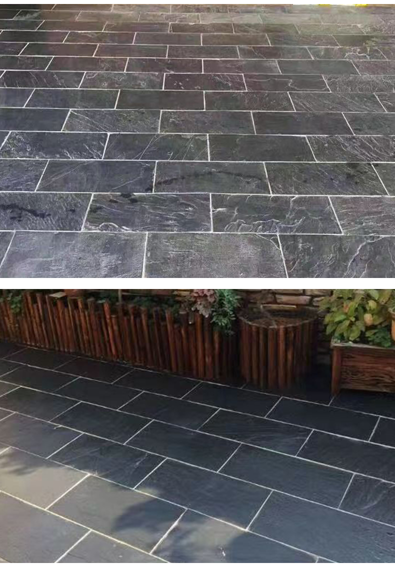 Green slate natural outdoor floor tiles, indoor and outdoor courtyard antique cultural stones, black slate anti slip paving stones