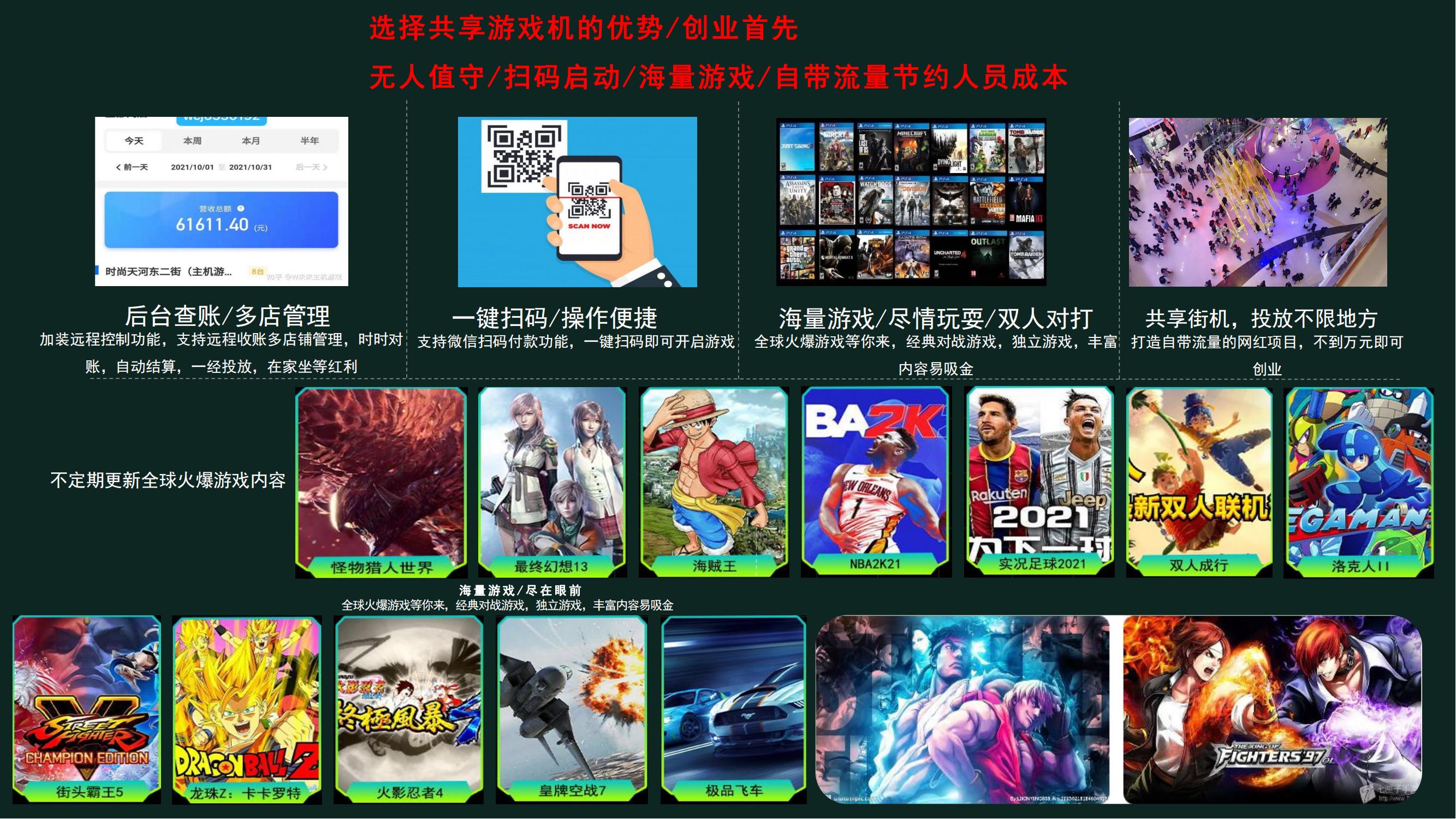 Shopping mall self-service sharing, esports arcade machine, code scanning, self-service game all-in-one machine, Qilong