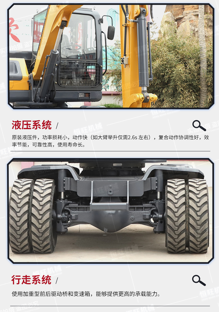 Hengwang 80 Wheel Excavator Tire Grab Wood Excavator Medium Wheel Excavator