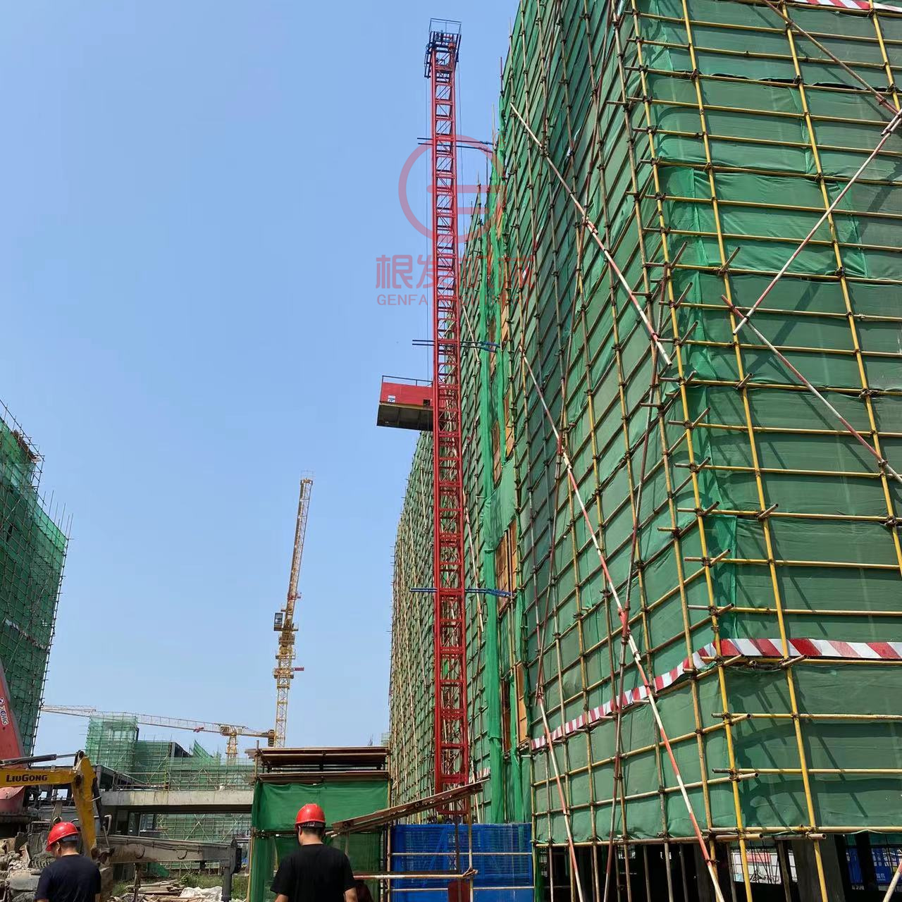 Genfa SS1t/1t construction material elevator single column double cage construction site cargo elevator lifting platform