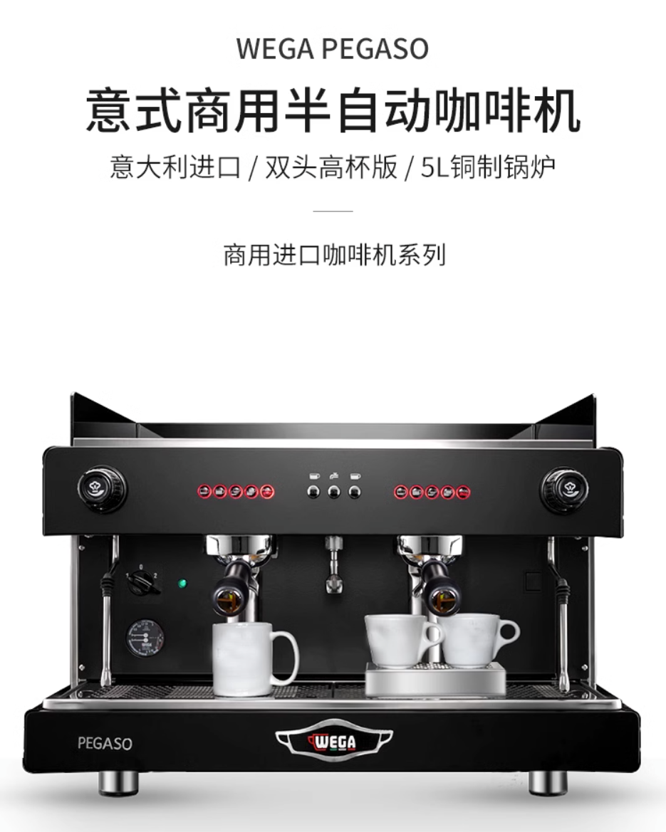 Italian WEGA PEGASO Picasso's New Commercial Double Head Coffee Machine