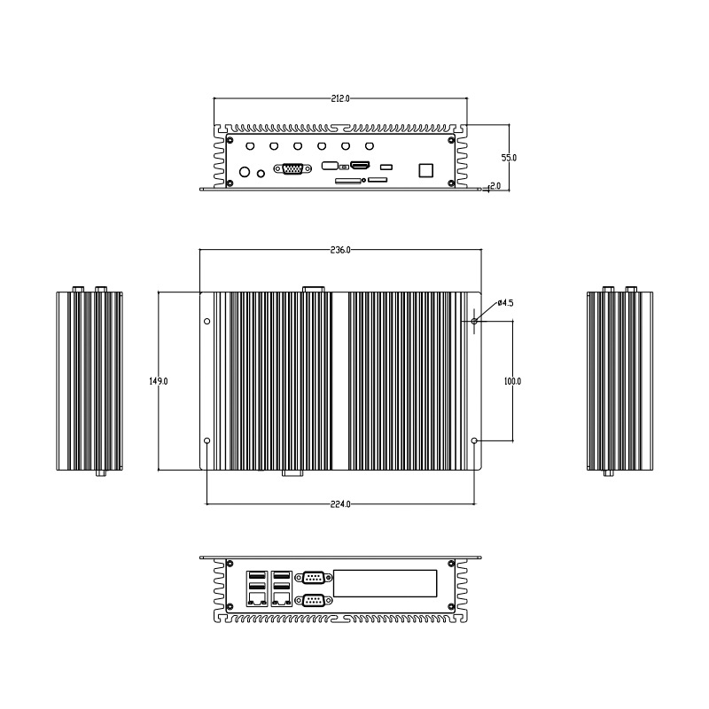 RK3399-2200 industrial personal computer All aluminum enclosed fanless PCIE extended mini Industrial PC minicomputer