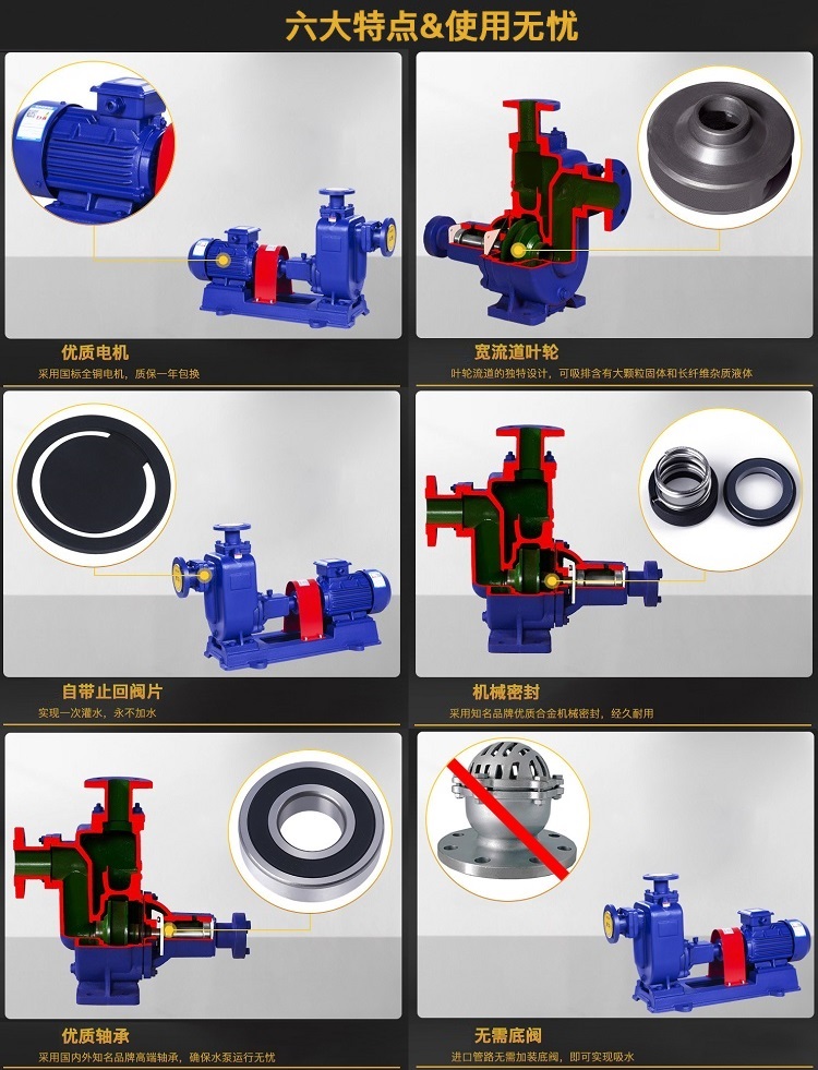 100ZW100-30 Chemical Plant Self priming Sewage Discharge Pump 100ZW80-45 Non clogging Strong Sewage Self priming Pump