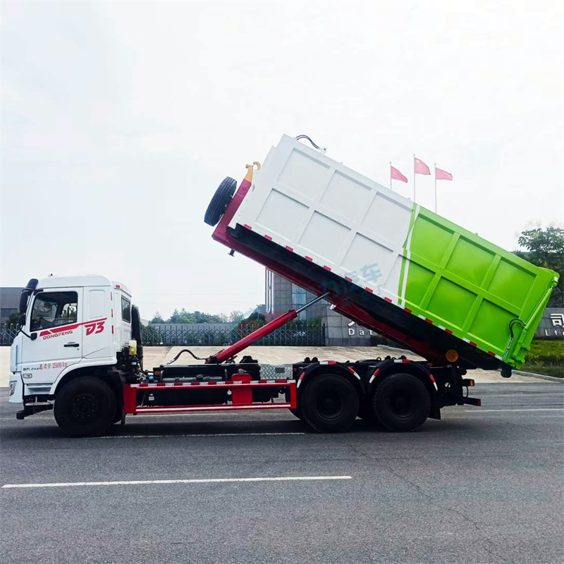 25 ton Dongfeng Tianlong rear double bridge carriage detachable garbage truck with 16 square box for after-sales worry free mortgage