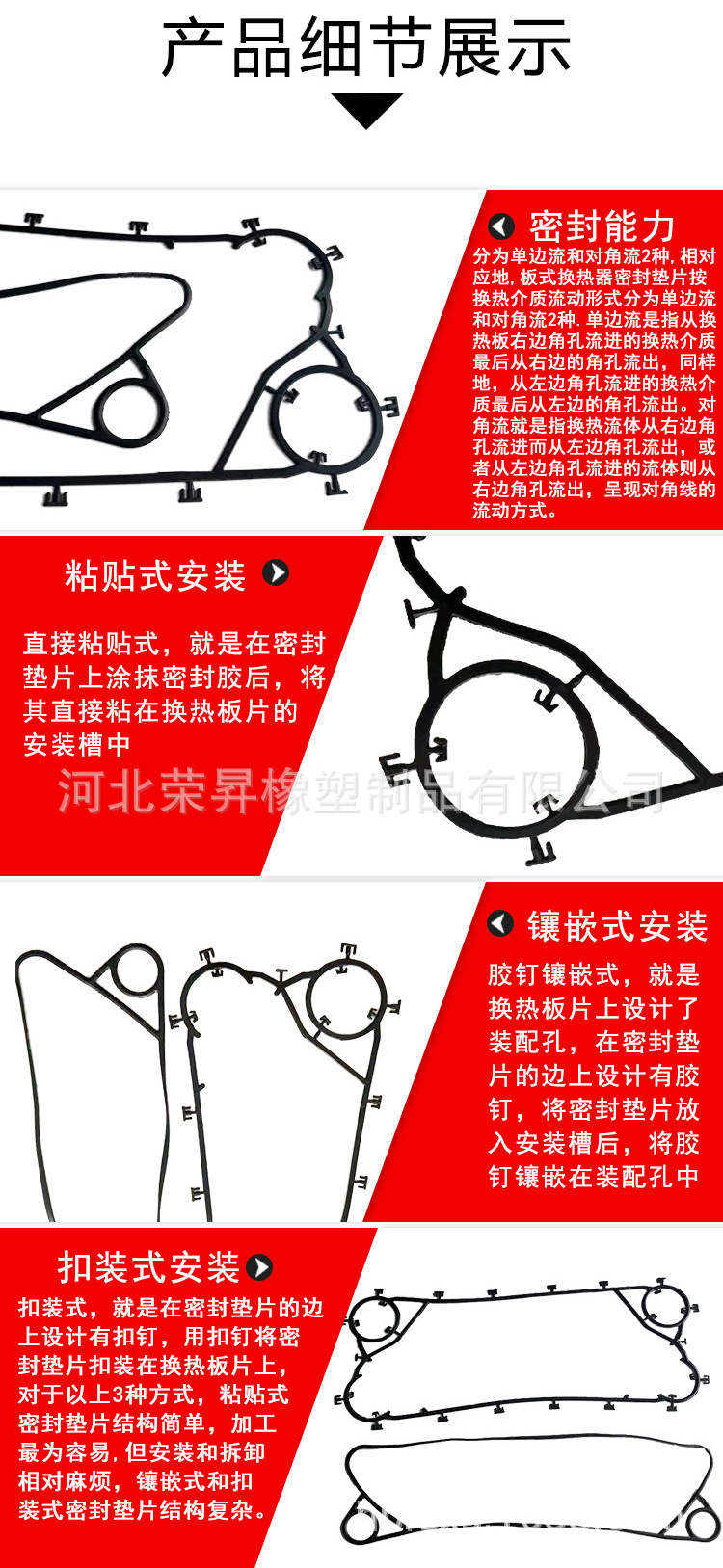 Sealant strip for plate cooler Rongsheng rubber and plastic products manufacturer provides silicone sealing strips to support customization