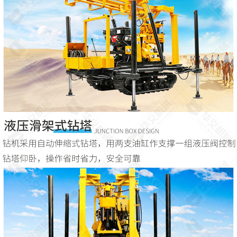 Huayi full hydraulic drilling rig, universal for all formations, 100 meters drilling, ultra fast speed, five adjustable gears