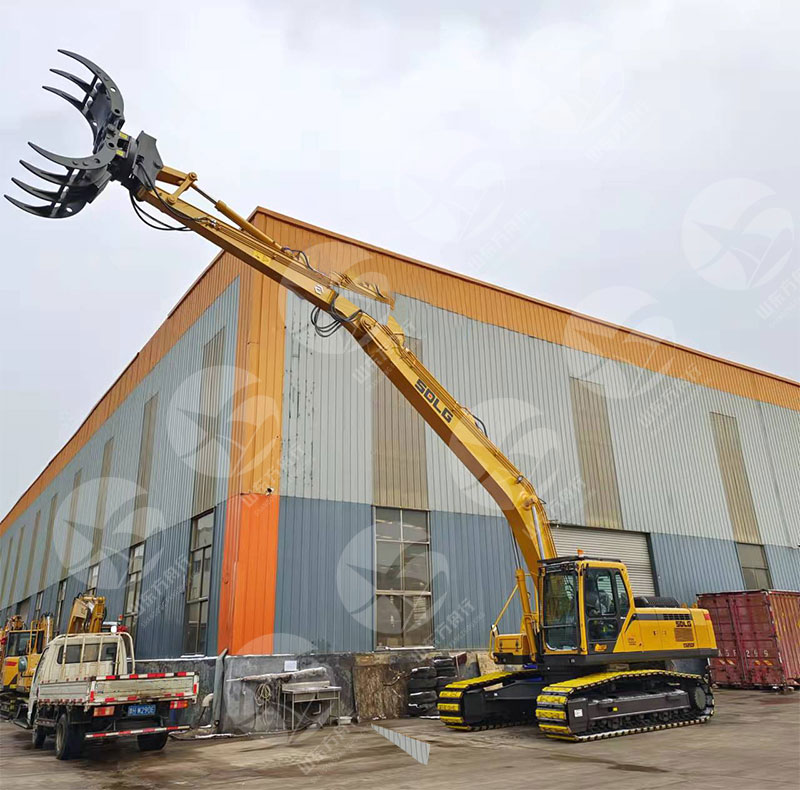 Hook machine with extended arm modification factory, 20 meter long arm excavator, customized standard size arm manufacturer