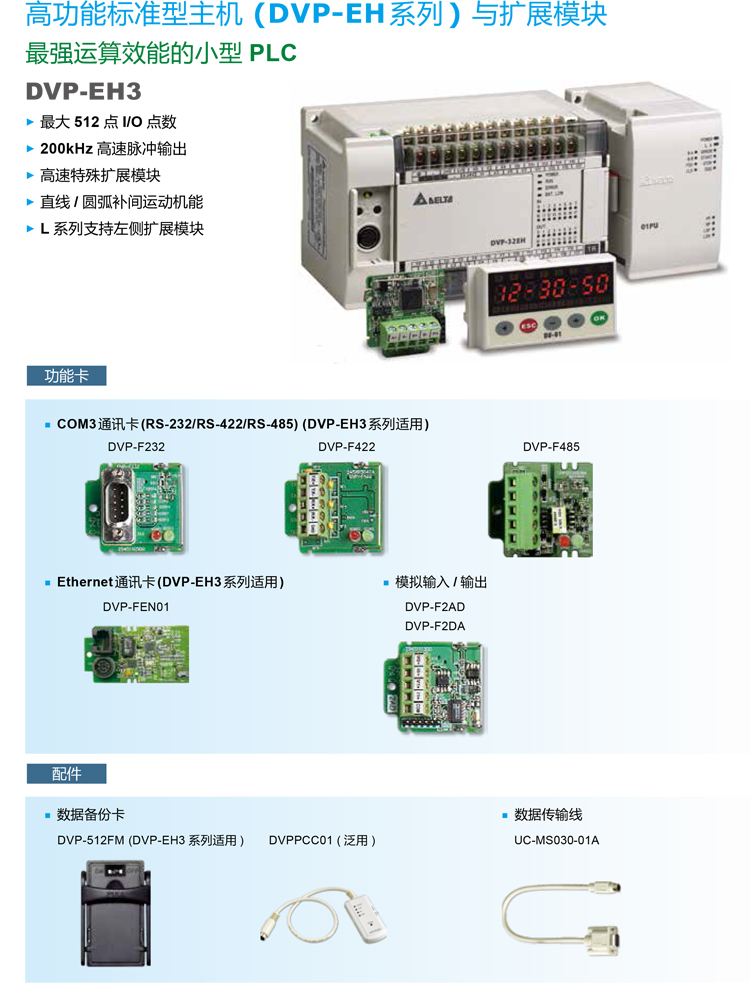 Delta PLC host 64EH series 32DI/32DO automation field 64 point programmable controller