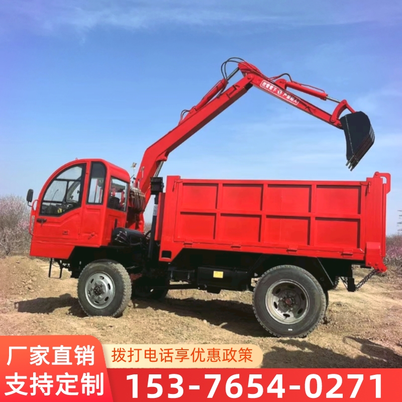 Truck mounted excavator for digging, loading, and transportation in the sand field