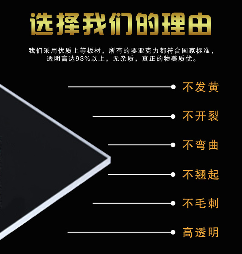 New material acrylic board, transparent frosted organic glass board, customized black mirror surface zero cutting processing