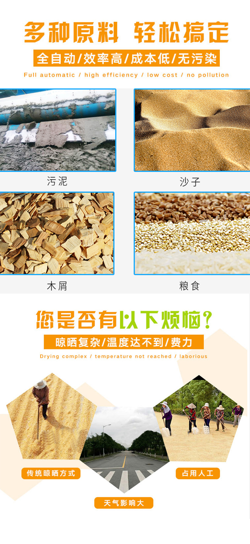 Xingkaishi Machinery Crop Grain Dryer Small Sawdust Drum Dryer