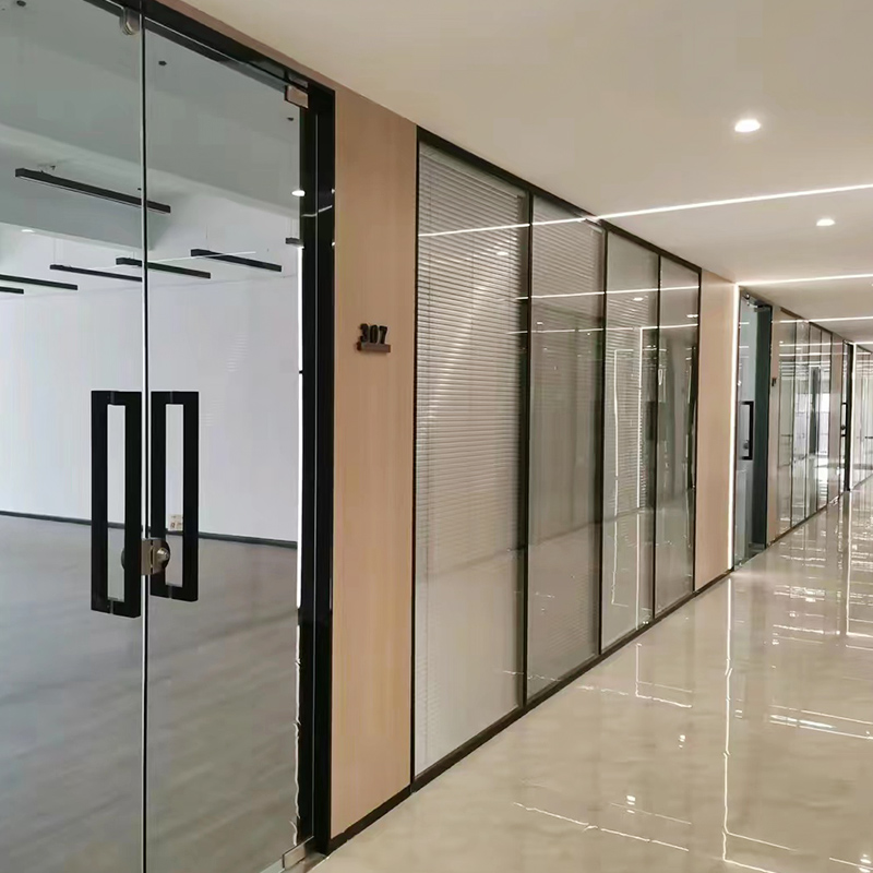 Office partition wall, office building decoration, aluminum alloy tempered glass, high insulation, noise reduction, double layer glass partition