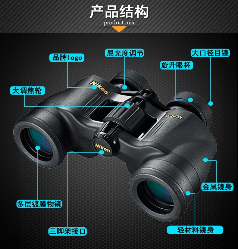 Nikon Binocular Telescope Reading Field A211 7X35 High Power High Definition Low Light Night Vision Home Appearance Drama Mirror