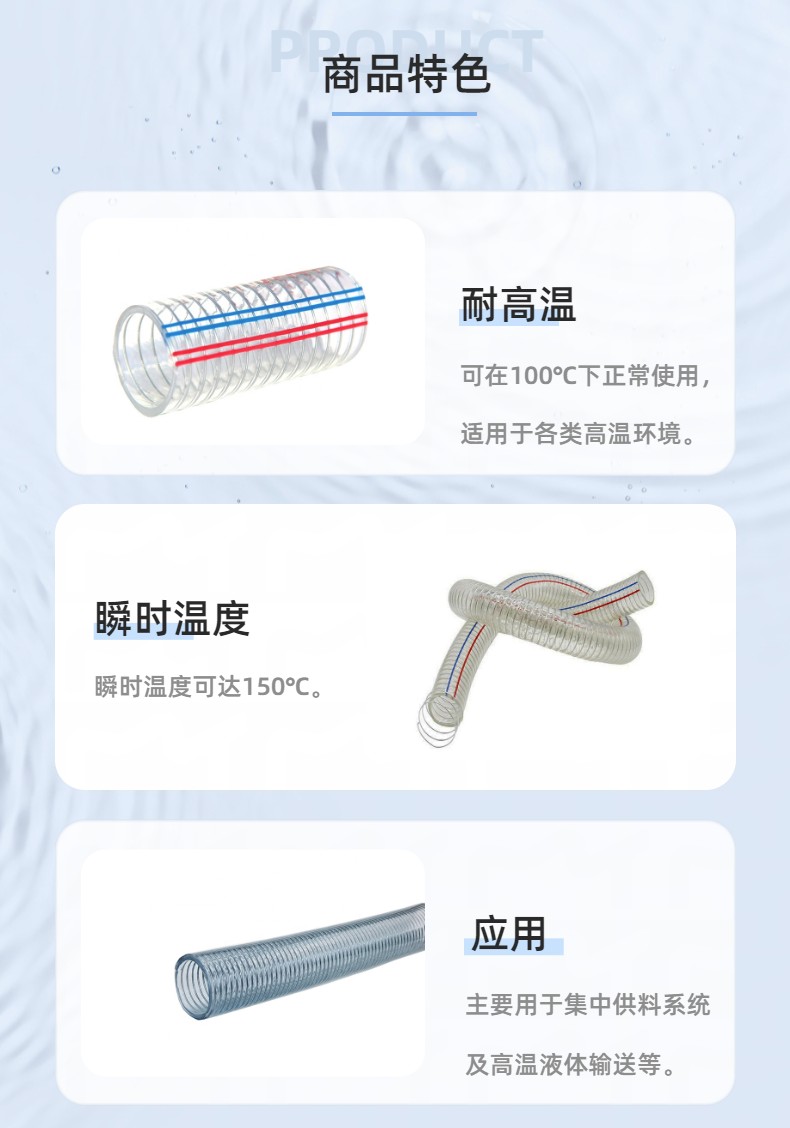 High temperature resistant PVC steel wire reinforced hose, avant-garde plastic drainage corrugated hose, welcome to call