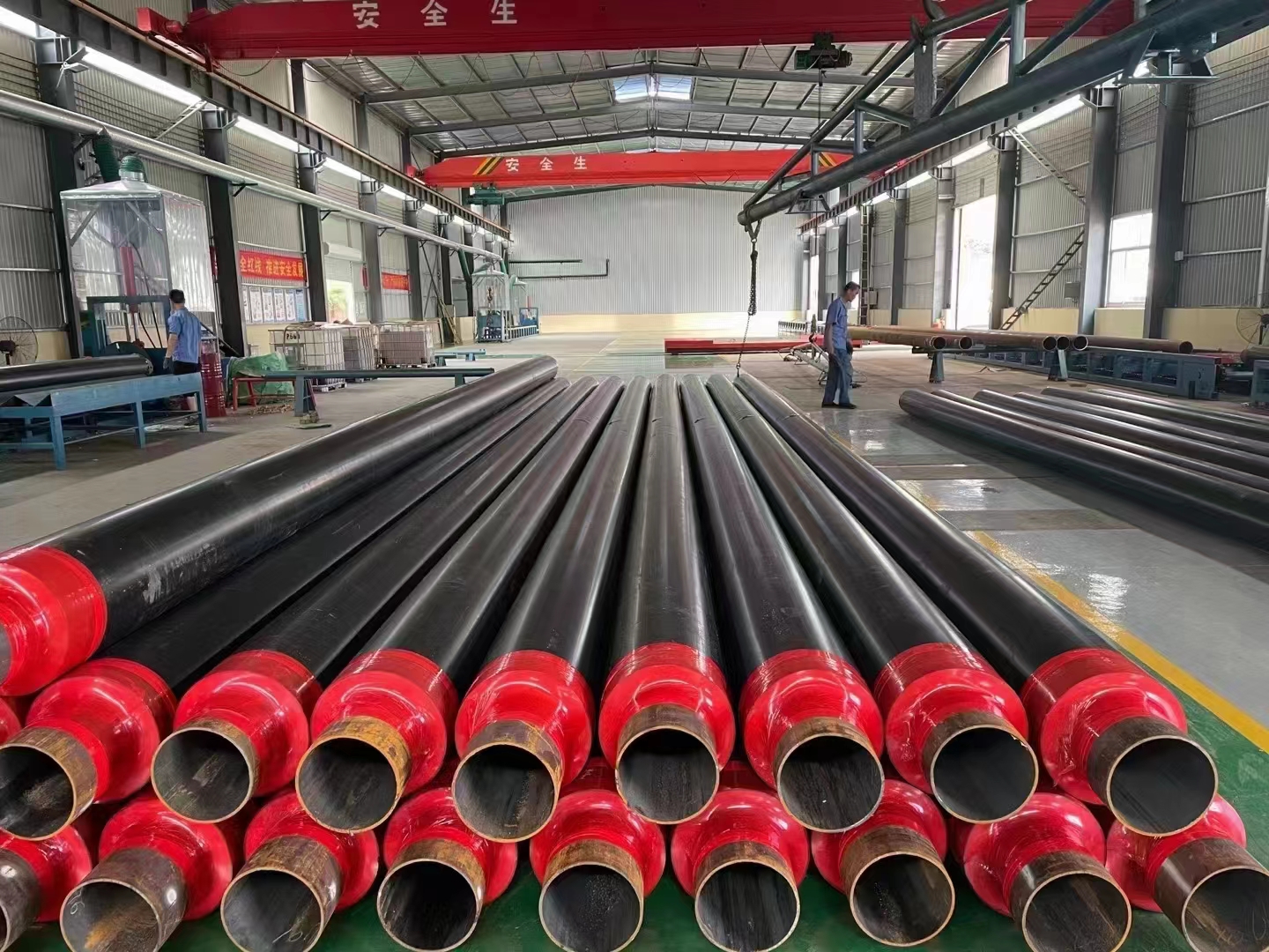 Fangda anti-corrosion and insulation steel pipe manufacturer plastic sleeve steel insulation pipe prefabrication direct buried cold and hot water polyurethane foam