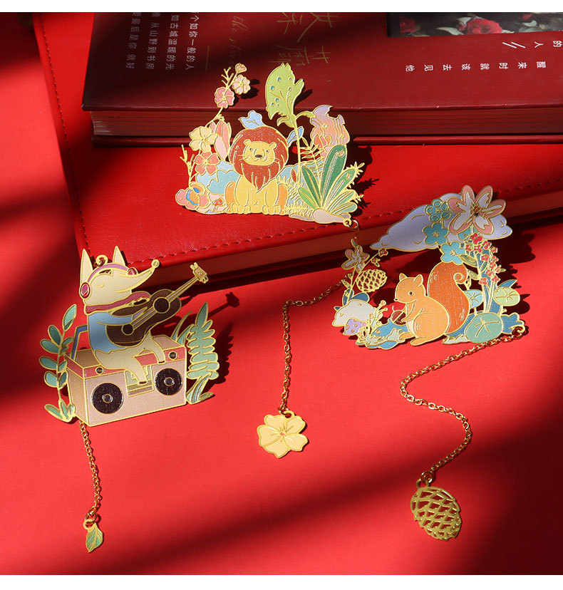 Creative Animal Paradise Metal Bookmark Chinoiserie Style Cultural Creative Hollow out Bookcase Student Gift Enterprise Gift Customization