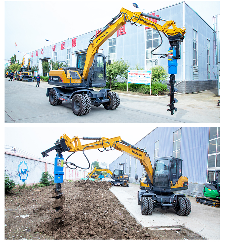 Excavator modified to spiral drilling machine Excavator modified to photovoltaic pile driver Excavator modified to drilling machine