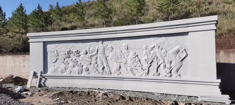 石雕壁画定做 大理石壁画 公园文化墙石材浮雕背景墙专业定制