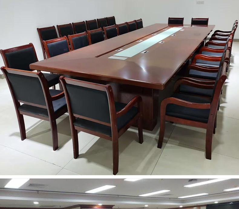 Solid wood conference table, large conference room, table and chair combination painting, Chinese style long desk, office, conference table baking paint