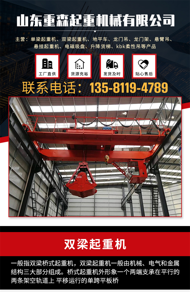 Double beam bridge crane explosion-proof electric 10 ton 20 ton 32 ton QD crane aerial crane