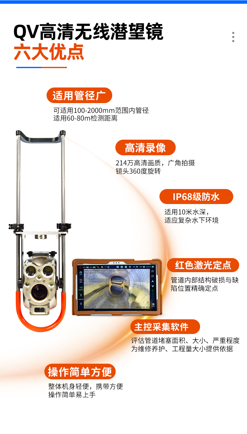 KT-995 qv wireless pipeline Periscope, economic and practical for general survey of municipal pipe network leakage, collapse and blockage