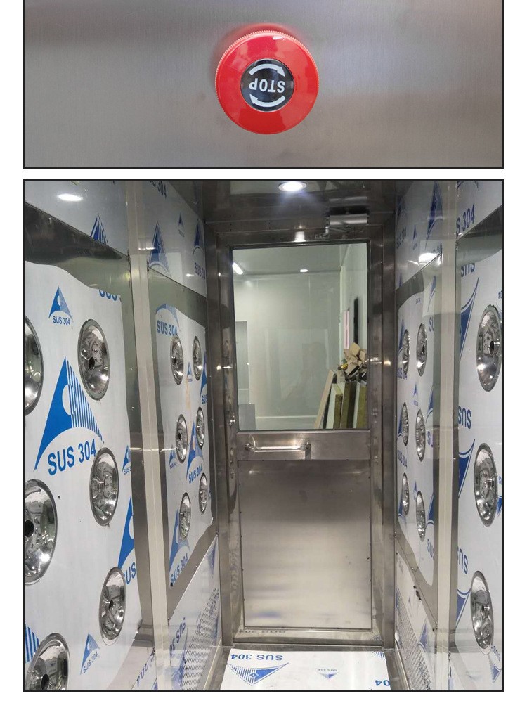 304 stainless steel purification air shower room, single person, double person, double person, double blow, dust-free workshop, intelligent voice, double person customization