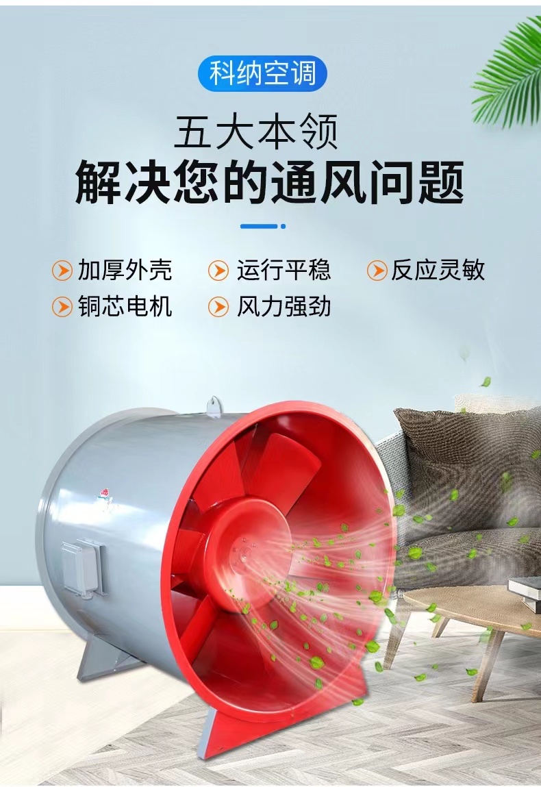 Axial flow fan, stainless steel, axial flow smoke exhaust fan, high temperature resistance, low noise, large air volume, 380V, customized