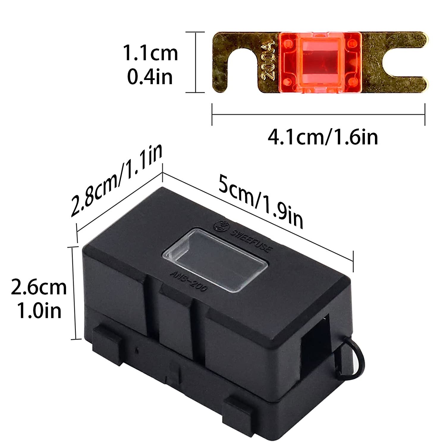 ANS-200 20 30 400 50 70 60 80 100 120 150 200A Ampere Small Insert Automotive Fuse Box Base