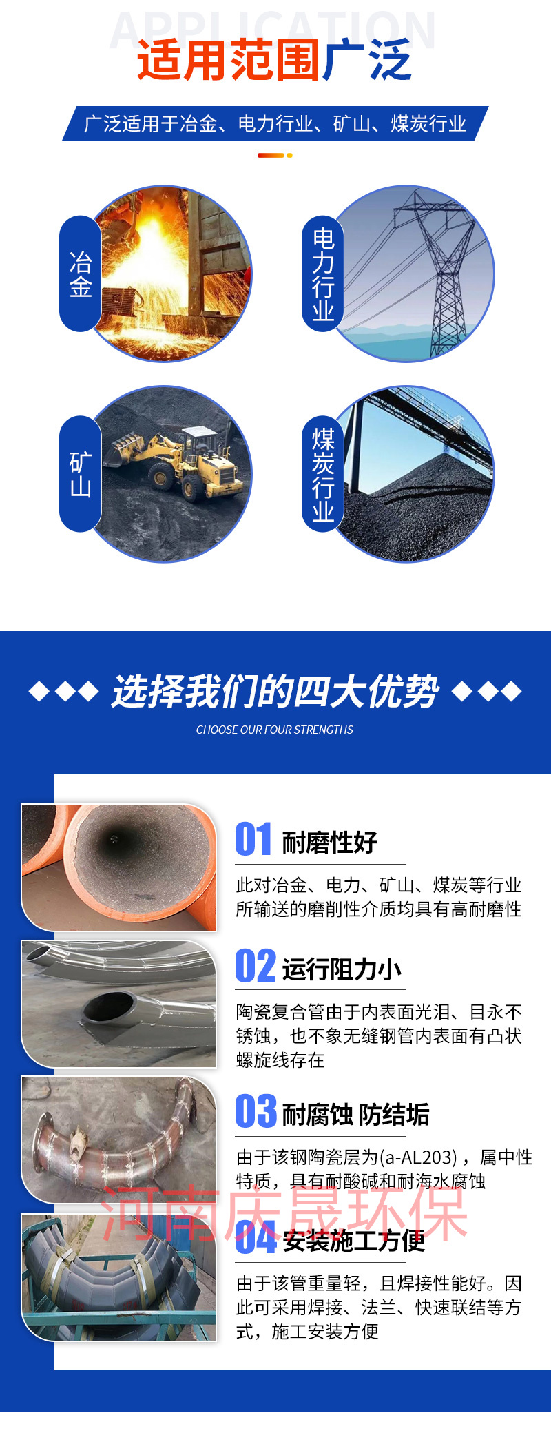 90 degree elbow for lining ceramic wear-resistant DN100 pipeline connection Qingsheng Environmental Protection