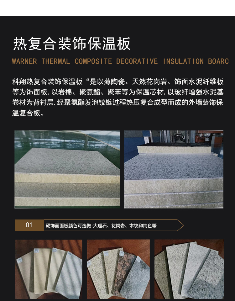 Kexiang insulation and decoration integrated board, external wall insulation integrated board manufacturer, insulation layer, decorative layer optional