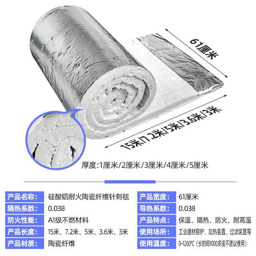 50 thick inorganic high-temperature resistant fiber fireproof wrapping 40mm silicate fiber flexible fireproof roll material