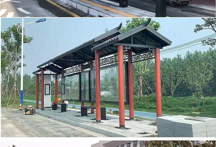 Manufacturer's direct supply of stainless steel shelters in urban areas, antique bus platforms, rural bus stop signs